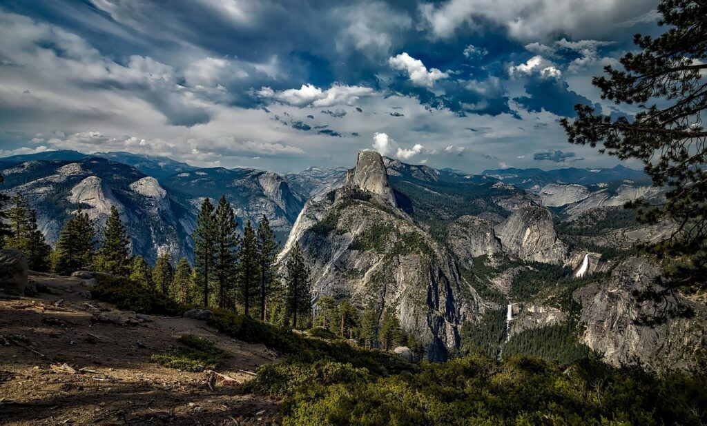 mountain ranges, clouds, trees, sky, conifers, coniferous, conifer forest, forest, woods, woodlands, yosemite, national park, landscape, california, mountains, valley, gorge, countryside, wilderness, rural, nature, forest, forest, yosemite, yosemite, yosemite, yosemite, yosemite, california, california, california, valley